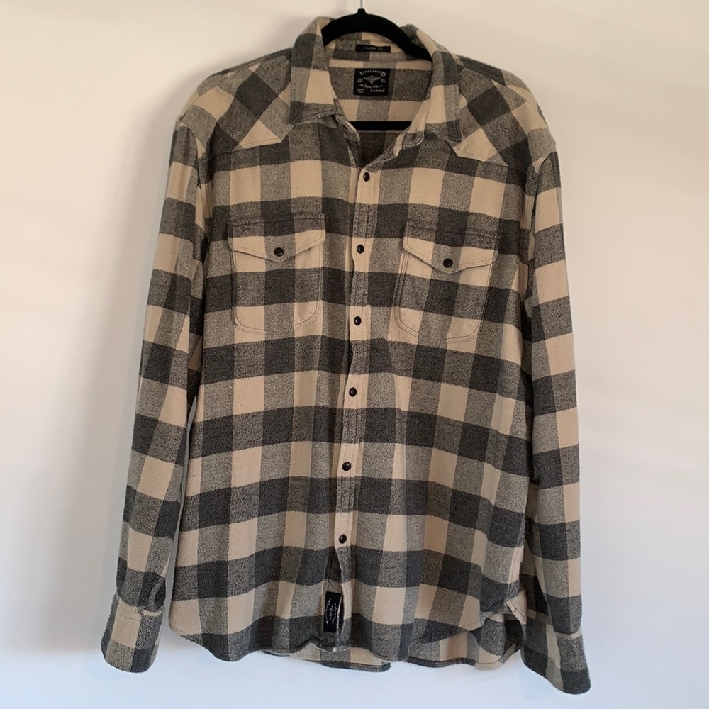 Lucky Brand Flannel in white and gray XL